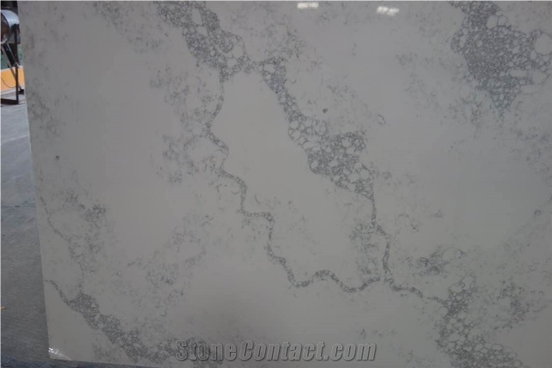 New Calacatta Quartz Slab, Good Design Quartz, White Quartz Stone Tile, Quartz for Flooring, Kitchen, Bathroom