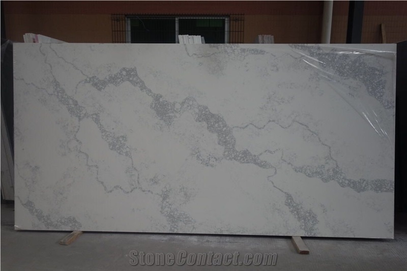 New Calacatta Quartz Slab, Good Design Quartz, White Quartz Stone Tile, Quartz for Flooring, Kitchen, Bathroom
