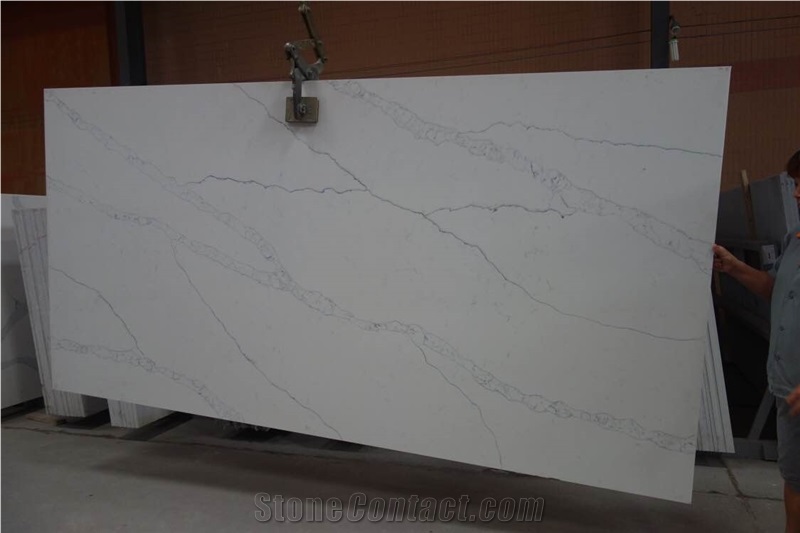 New Calacatta Quartz Slab, Good Design Quartz, White Quartz Stone Tile, Quartz for Flooring, Kitchen, Bathroom