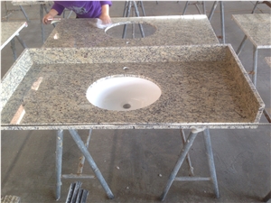 Santa Cecilia Light Vanity Top, Yellow Granite Countertop, Bathroom Vanity Top