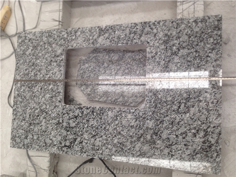Spary White Granite Vanity Lock with Porcelain Sink, Bathroom Top, White Granite Top, Usa Standard, Pack in Carton the Pack in Wooden Crate