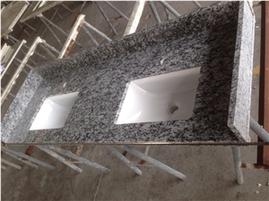 Spary White Granite Vanity Lock with Porcelain Sink, Bathroom Top, White Granite Top, Usa Standard, Pack in Carton the Pack in Wooden Crate