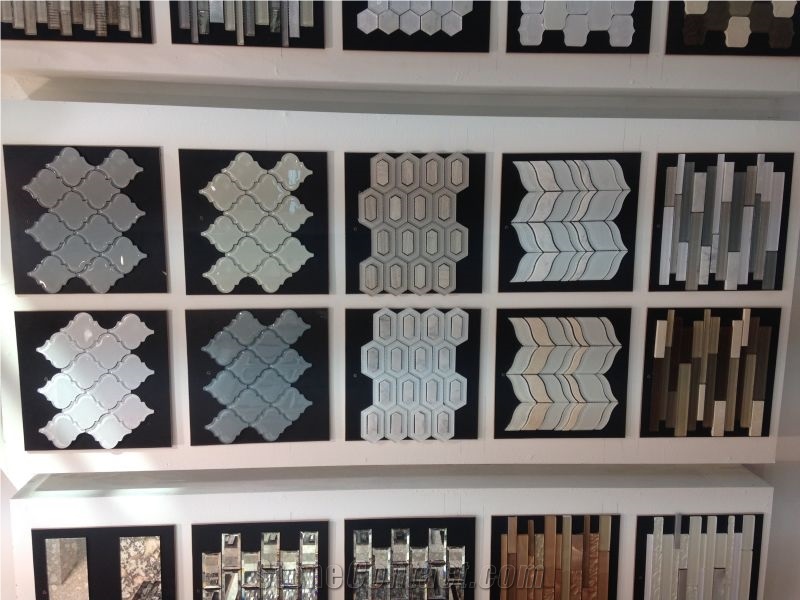 Special Design Glass Mosaic Tile, Beige Color, White Color Mosaic Tile