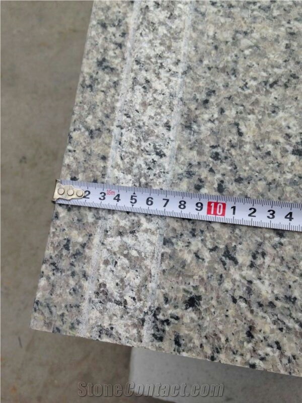 Swan White Granite Stair, Step with Riser, Grey Granite