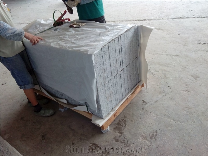 Swan White Granite Stair, Step with Riser, Grey Granite