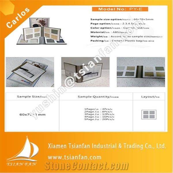 Custom Plastic Quartz Stone Sample Book