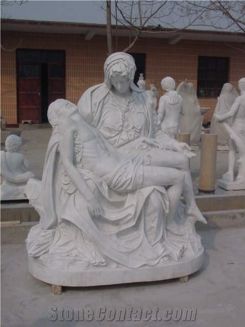 Yellow Sandstone Human Sculpture Handcarved /Weatern Style