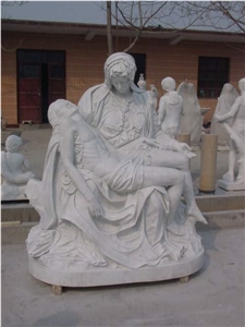 Yellow Sandstone Human Sculpture Handcarved /Weatern Style