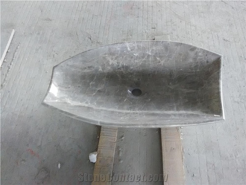 Mocha Grey Marble Bath Sinks, Grey Marble Vessel Sinks