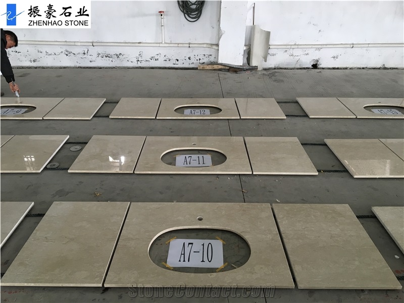 Tiger Beige Marble Bath Tops, Beige Bathroom Vanity Tops