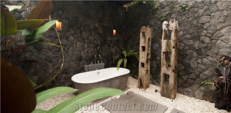 Black Lava Stone Floor Tiles Flagstone Walling