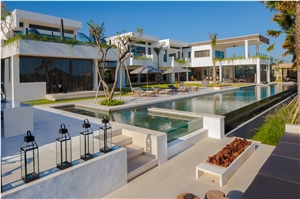 White Honed Limestone Tiles - Pool Deck Wall Floor