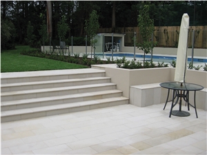 White Honed Limestone Tiles - Pool Deck Wall Floor
