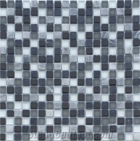Smoke 5/8x5/8 Stone & Glass Blends Glass Mosaic Tiles