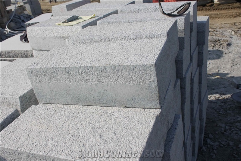 Sd G603 Siliver Crystal Grey Granite Bushhammered Wall Stone Steps