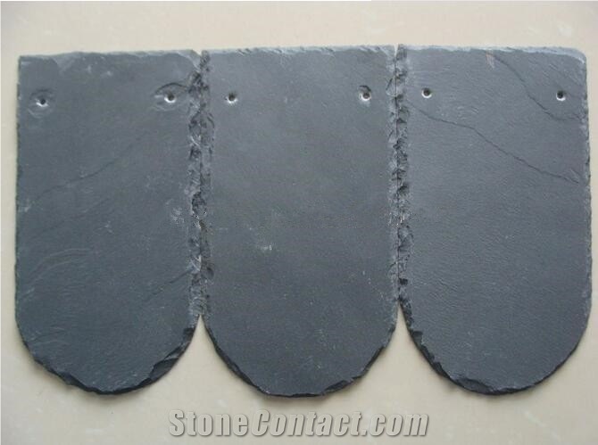 Natural Fish Scale Shape Black Scalloped Roofing Slate Tile