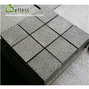 Bush Hammered Surface Natural Black Basalt Cube Paving Stone