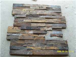 China Rusty Brown Slate Cultured Stone, Wall Cladding, Stacked Stone Veneer Clearance, Manufactured Stone Veneer