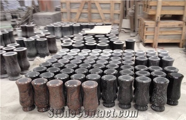 Granite Polished Monumental Vases/ Granite Polished Round Monumental Vases/ Granite Tombstone Vases/Granite Memorial Vases/Natural Stone Funeral Vase