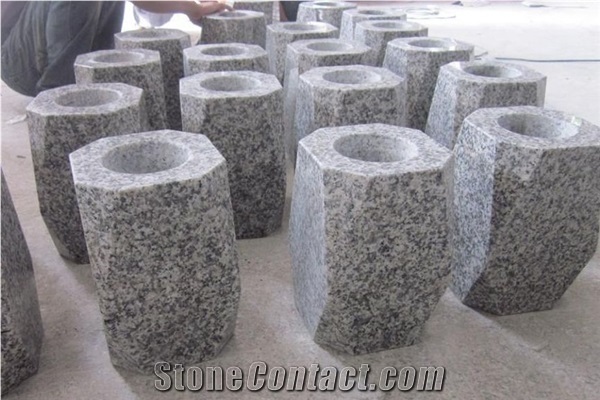 Granite Polished Monumental Vases/ Granite Polished Round Monumental Vases/ Granite Tombstone Vases/Granite Memorial Vases/Natural Stone Funeral Vase