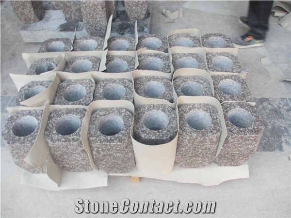 Granite Polished Monumental Vases/ Granite Polished Round Monumental Vases/ Granite Tombstone Vases/Granite Memorial Vases/Natural Stone Funeral Vase