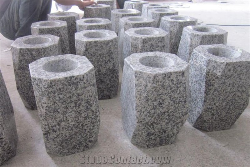 Grey Blue Black Granite Polished Vase Memorial Accessories
