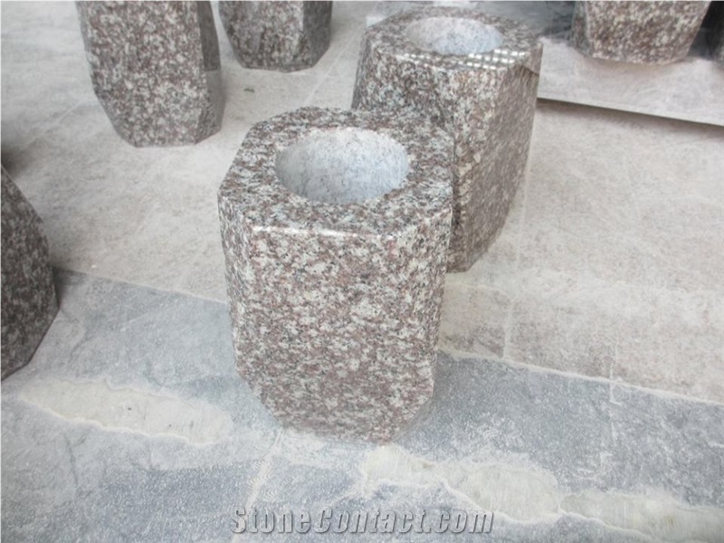 Grey Blue Black Granite Polished Vase Memorial Accessories
