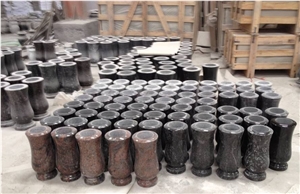 Grey Blue Black Granite Polished Vase Memorial Accessories