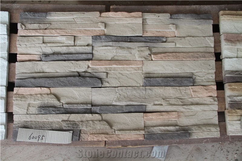 Grey Cultured Stone for Wall Cladding, Stacked Stone Veneer