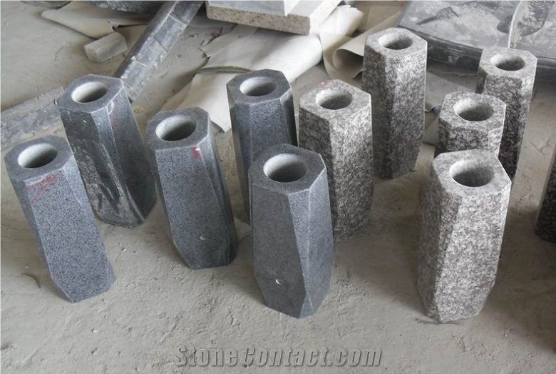 Light Grey G603 Granite Polished Monumental Vases/Bally White Granite Polished Round Monumental Vases/Jinjiang White Granite Tombstone Vases/Granite Memorial Vases/Natural Stone Funeral Vase