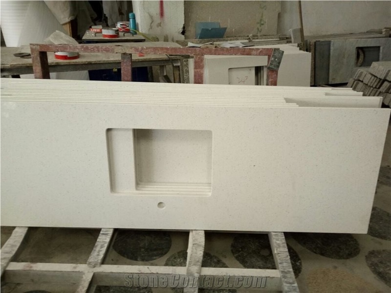 Pure White Quartz Kitchen Countertops/Pure White Quartz Kithen Island Top/Pure White Engineered Quartz Bar Tops
