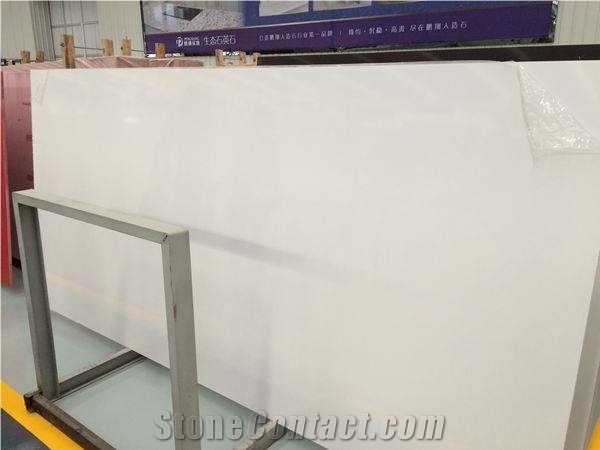 Pure White Quartz Kitchen Countertops/Pure White Quartz Kithen Island Top/Pure White Engineered Quartz Bar Tops
