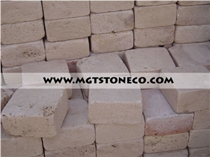 Cream Travertine Cube Stone, Beige Travertine Pavers