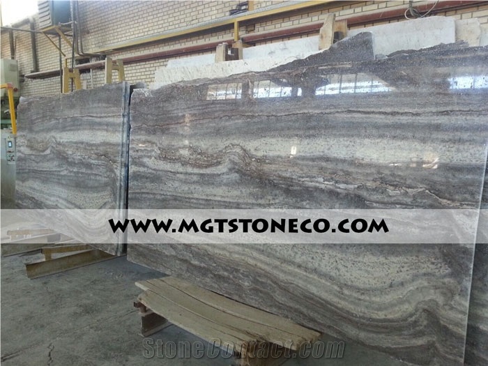 Persian Silver Travertine Tiles & Slabs, Grey Polished Travertine Flooring Tiles, Kashan Silver Travertine Walling Tiles