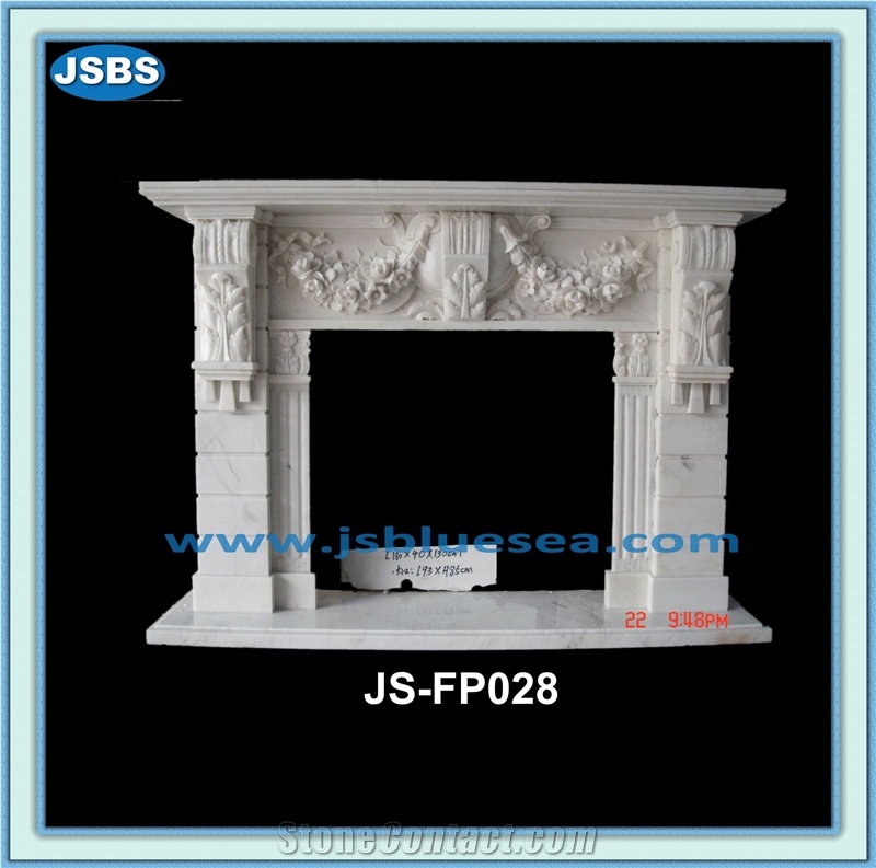 China Flower Carving Marble Fireplace