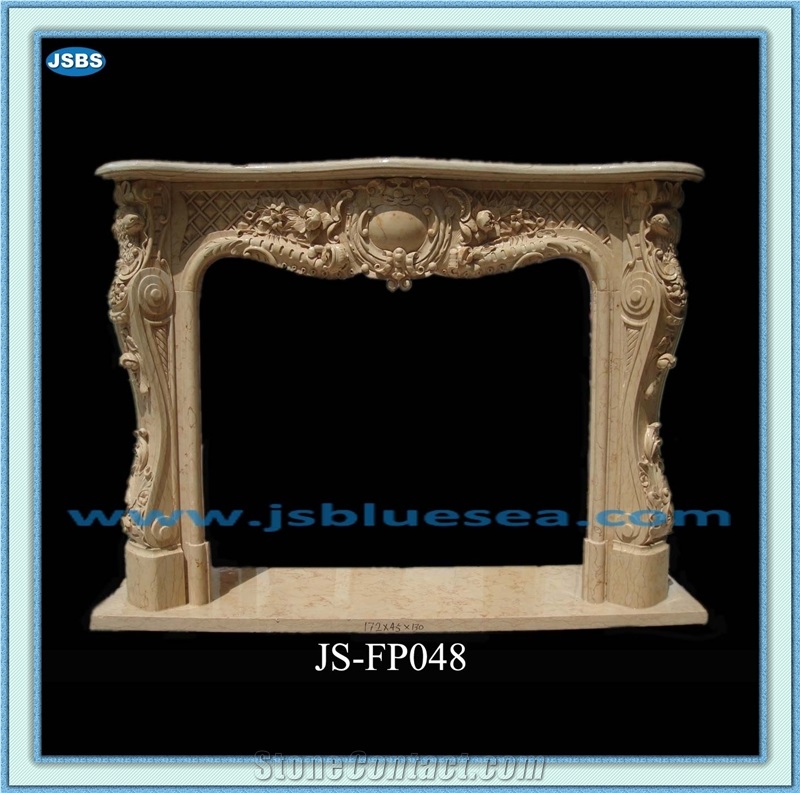 China Flower Carving Marble Fireplace