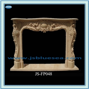 China Flower Carving Marble Fireplace