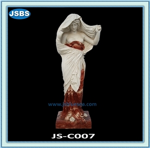 Coral Red Marble Sculpture & Statue, Human Sculptures