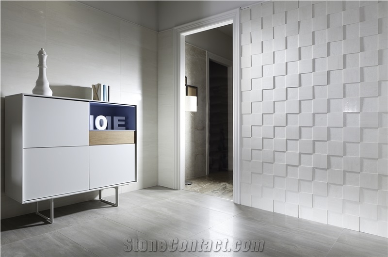 Artificial Stone White 3d Flower Shaped Hotel Lobby Design Wall Reliefs, Laser Engravings