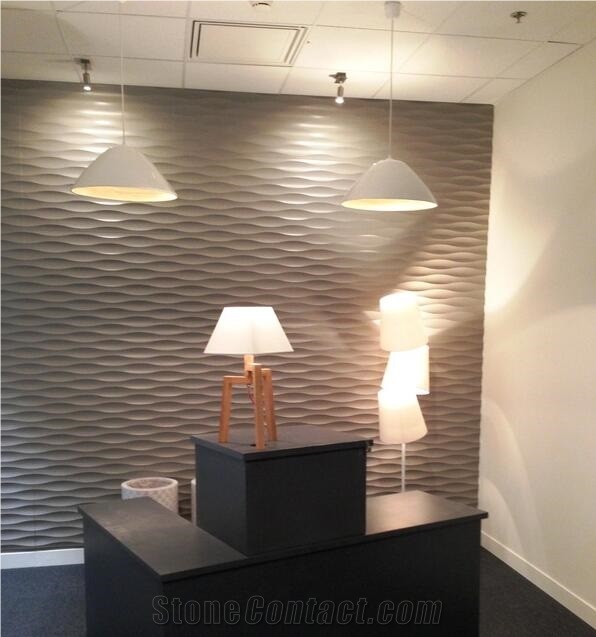 Beige Limestone Sea Wave Shaped 3d Wall Relief Cladding Panels for Home Interior Stone