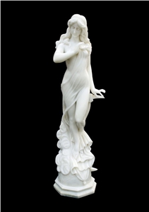 China Pure White Marble Western Style Human Sculptures Exterior Garden Handcarved Sculpture Landscape Sculptures