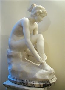 China Pure White Marble Woman Human Handcarved Sculptures Polished