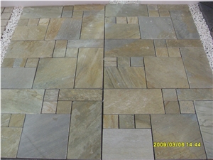 China Rust Yellow Slate Paver Patterns Exterior Garden Stepping Pavements Patio Garden Stepping Pavements
