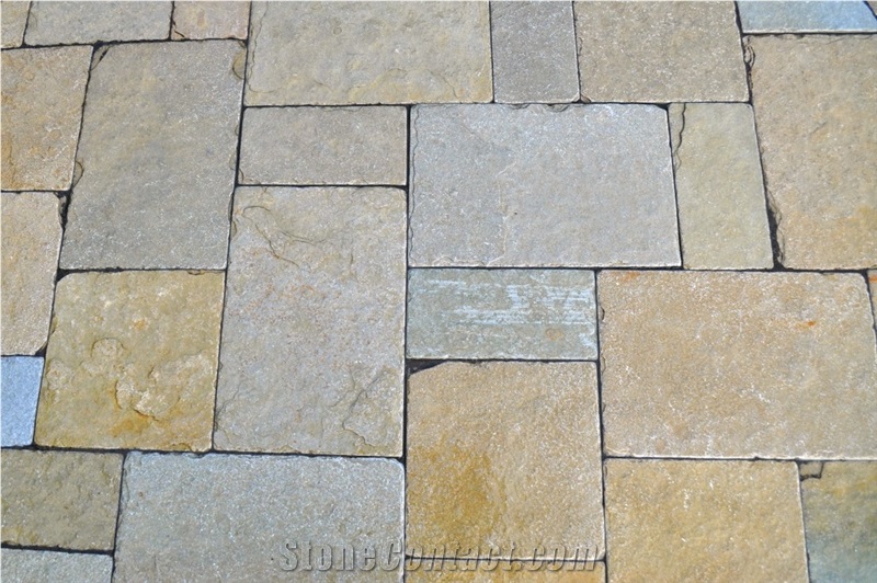 China Rust Yellow Slate Paver Patterns Exterior Garden Stepping Pavements Patio Garden Stepping Pavements