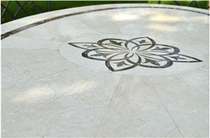 Classic Limestone Coral Stone Exterior Furniture Tabletops,Water-Jet Medallion Table Sets Classic Limestone Coral Stone Exterior Furniture Tabletops,Water-Jet Medallion Table Sets