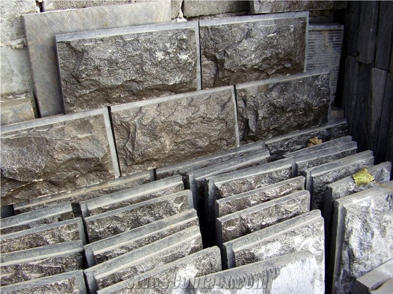 G654 China Impala Black Sesame Grey Granite Mushroom Stone Split Face Stone for Exterior Stone Building Stone
