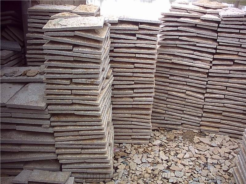 G682 Sun Set Mushroomed Surface Stone for Wall Cladding, G682 Granite Mushroom Stone