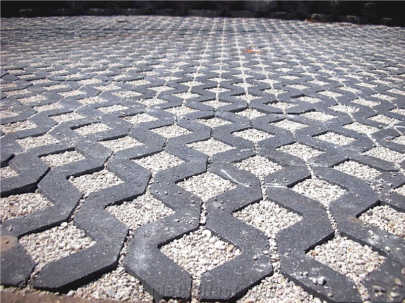 Hainan Black Basalt Brick Pavers Flooring Garden Pattern Stepping Exterior Pattern