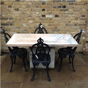 Italy Bianco White Marble Exterior Table Sets for Outside Deco Italy Bianco White Marble Exterior Table Sets for Outside Deco