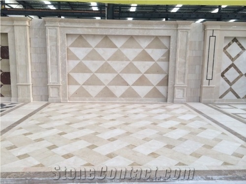 Light Emperador & Crema Marfil Waterjet Tiles for Tv Background Wall Cladding